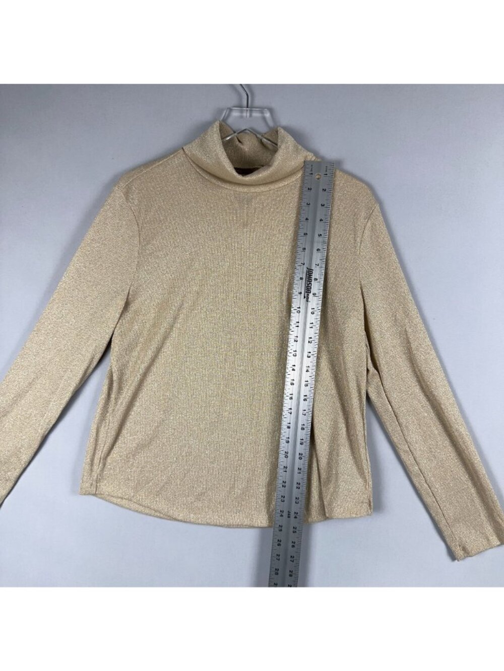 Gap Turtleneck Sweater Top Size XL Gold Metallic Long Sleeve Classic Ribbed - Picture 8 of 12